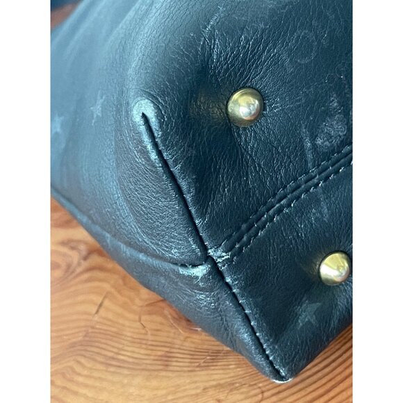 VTG HCL Designer Handcrafted Black Leather Handbag Tote W/Straps - Picture 10 of 14